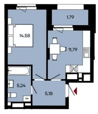 1-комнатная квартира, 39 м², Тетеревський бульвар, Житомир — фото 1
