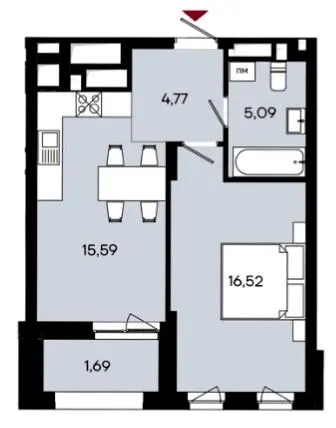 ЖК Ривер Сити — 43.7 м²