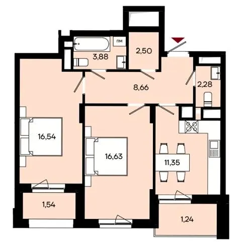 ЖК Ривер Сити — 64.6 м²