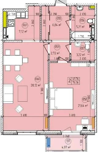 ЖК Нова Англія — 76.1 м²