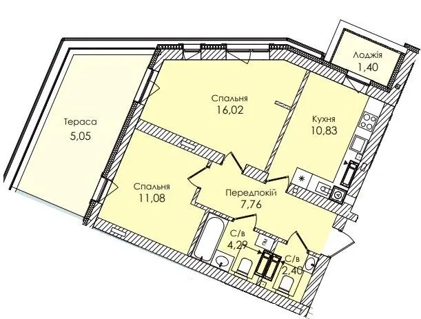 ЖК Atmosfera Premium — 58.8 м²
