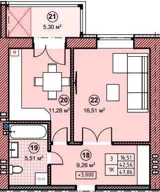 ЖК Липові роси — 47.9 м²