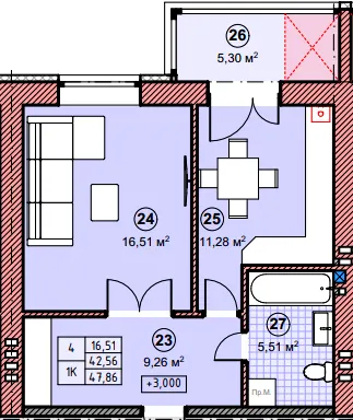 ЖК Липові роси — 47.9 м²