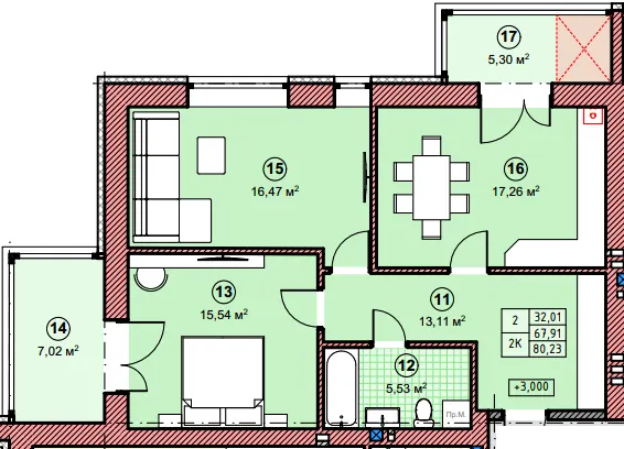 ЖК Липові роси — 80.2 м²