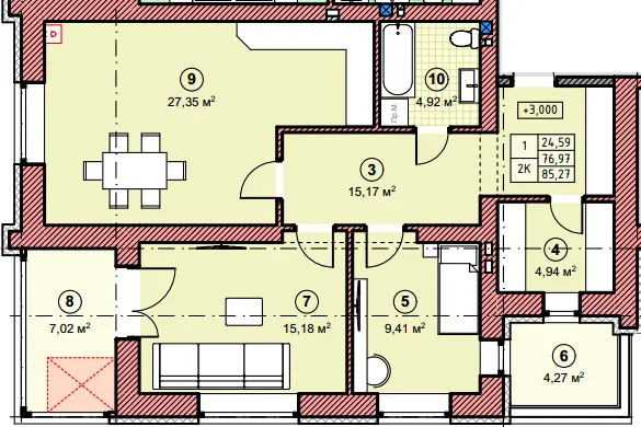 ЖК Липові роси — 85.3 м²