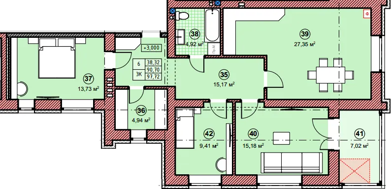 ЖК Липові роси — 97.7 м²