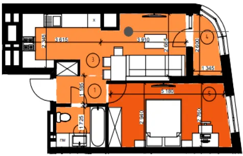 ЖК Парус Riverside — 43.8 м²