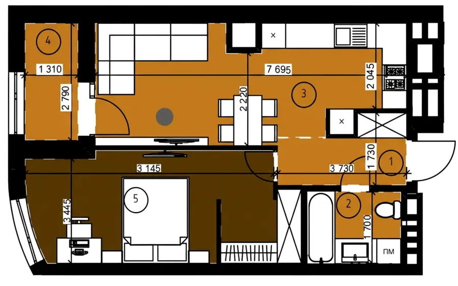 ЖК Парус Riverside — 49.1 м²