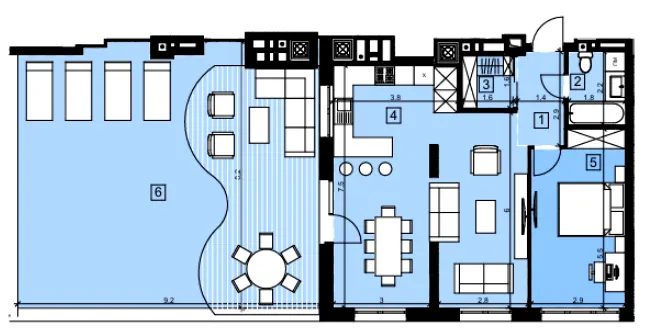 ЖК Парус Riverside — 86.9 м²