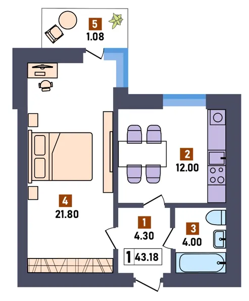 ЖК Перший квартал — 43.2 м²