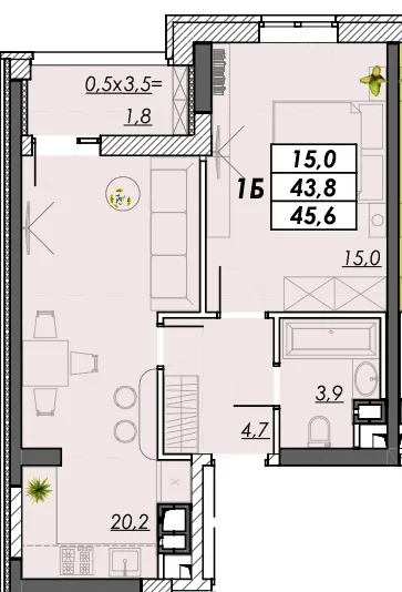 ЖК RealPark — 45.6 м²