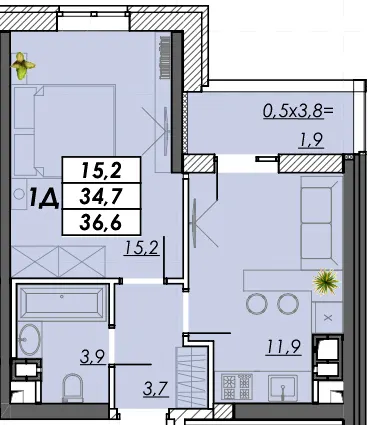ЖК RealPark — 36.6 м²