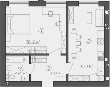 ЖК Brickwood 2 — 49.6 м²