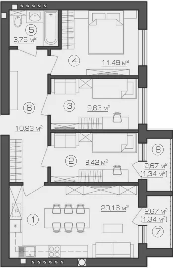 ЖК Brickwood 2 — 68.1 м²