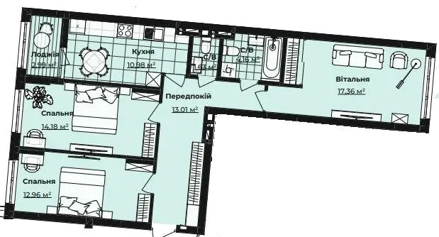 ЖК Royal Park — 77.3 м²
