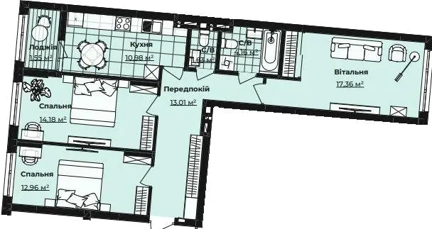 ЖК Royal Park — 75.8 м²
