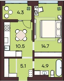 ЖК ЯРОВИЦЯ — 41.6 м²