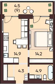 ЖК ЯРОВИЦЯ — 42.8 м²