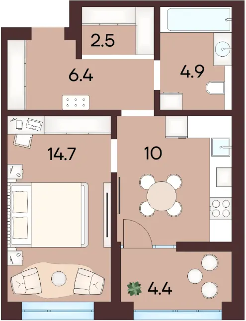 ЖК ЯРОВИЦЯ — 42.9 м²