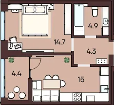 ЖК ЯРОВИЦЯ — 43.3 м²