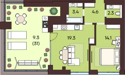 ЖК ЯРОВИЦЯ — 53 м²