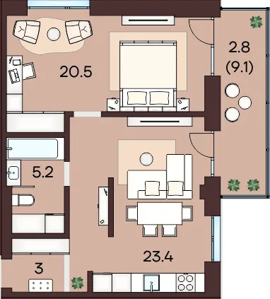 ЖК ЯРОВИЦЯ — 54.9 м²