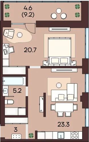 ЖК ЯРОВИЦЯ — 56.8 м²