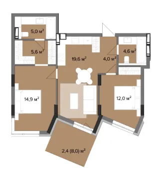 ЖК Astrid — 68.1 м²