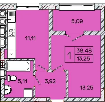ЖК Caramel Residence — 38.5 м²