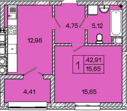 ЖК Caramel Residence — 42.9 м²