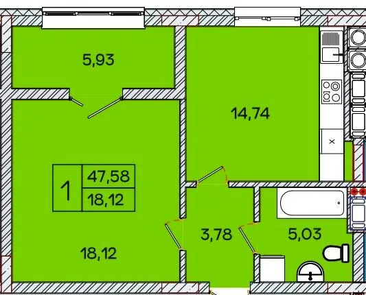 ЖК Caramel Residence — 47.6 м²