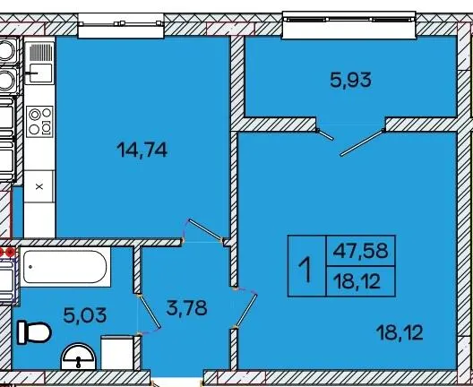 ЖК Caramel Residence — 47.6 м²