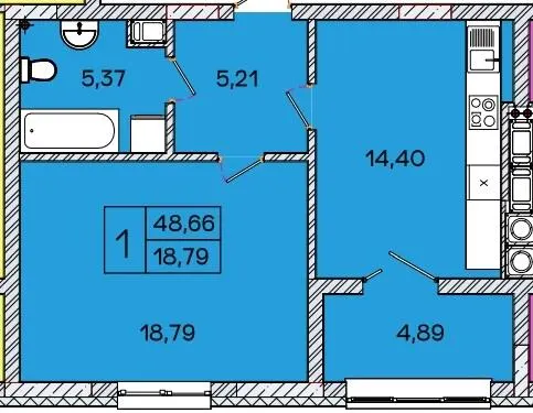 ЖК Caramel Residence — 48.7 м²