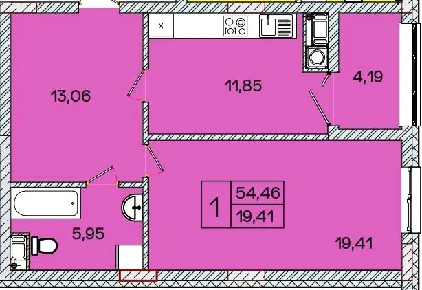 ЖК Caramel Residence — 54.5 м²