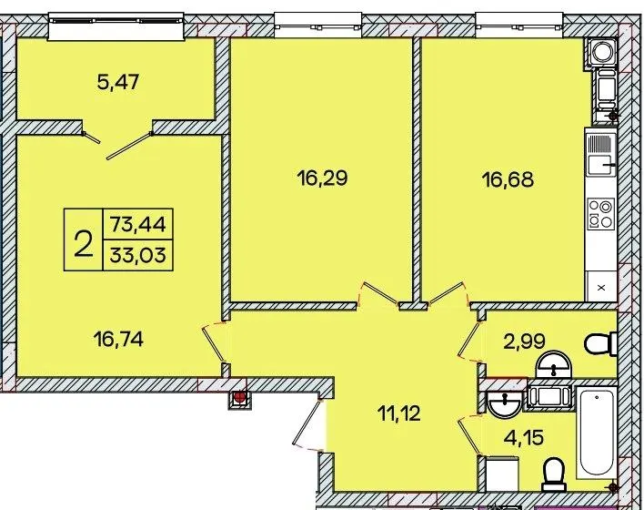 ЖК Caramel Residence — 73.4 м²