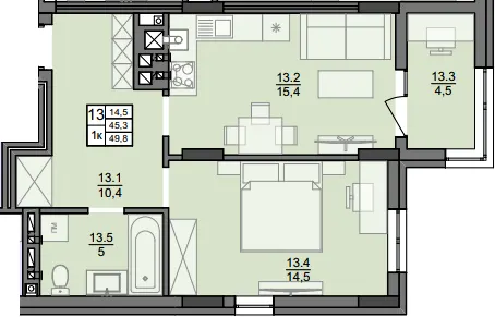 ЖК Винниківські Вежі — 49.8 м²