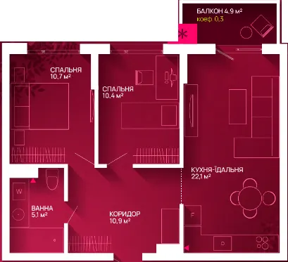 ЖК Family Plaza 2 — 61 м²
