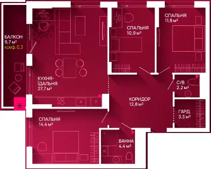 ЖК Family Plaza 2 — 90 м²