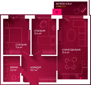 ЖК Family Plaza 2 — 61 м²