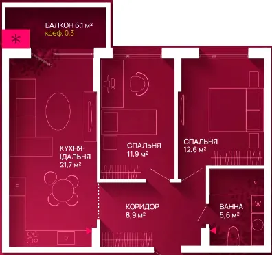 ЖК Family Plaza 2 — 62 м²