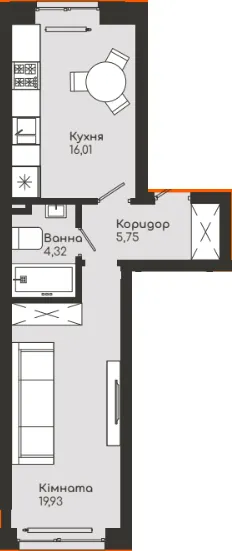 ЖК Vodogray UN1T — 46 м²
