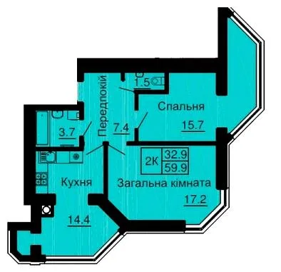 2-кімнатна квартира, 60 м², Софіївська Борщагівка — фото 1
