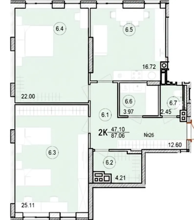 ЖК Riverside — 87.1 м²
