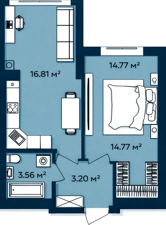 ЖК Європейські Липки — 38.3 м²