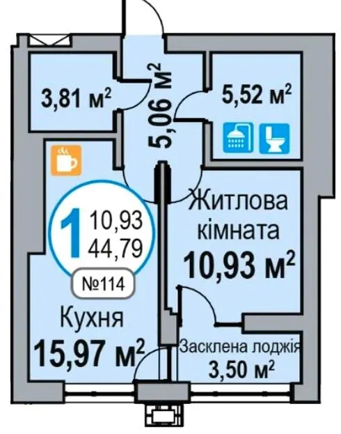 ЖК ЕКО-ДІМ на Трускавецькій — 44.8 м²