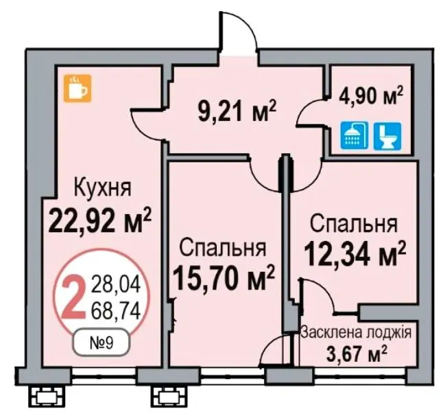 ЖК ЕКО-ДІМ на Трускавецькій — 68.7 м²