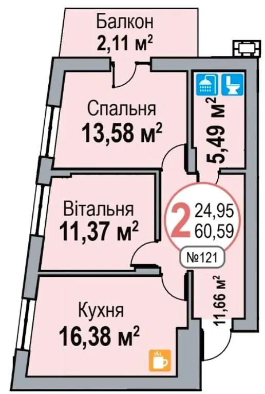 ЖК ЕКО-ДІМ на Трускавецькій — 60.6 м²