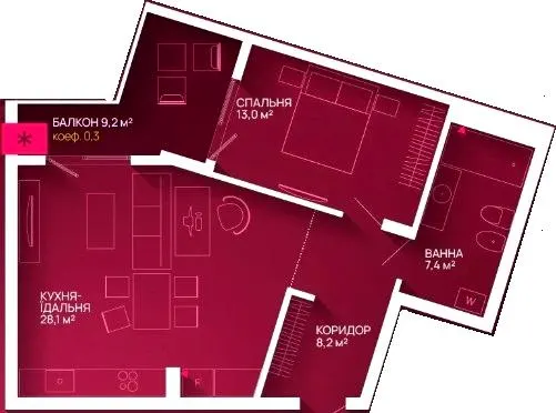 ЖК Family Plaza 2 — 59 м²