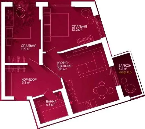 ЖК Family Plaza 2 — 59 м²