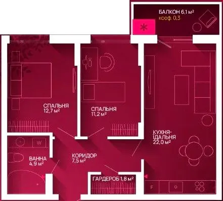 ЖК Family Plaza 2 — 62 м²